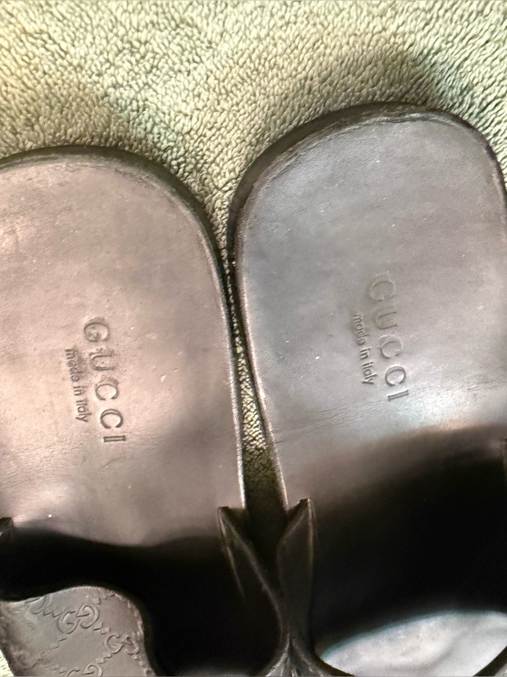 Gucci Black Embossed GG Slide Sandals - Picture 5 of 10